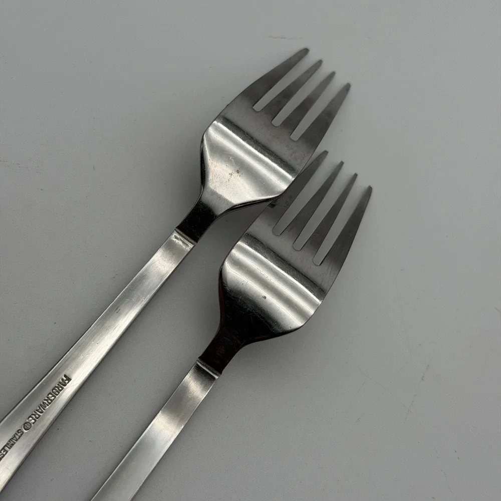 Farberware Stainless Steel Dinner Forks Set of 2 Triple Band Ribbed Tip China